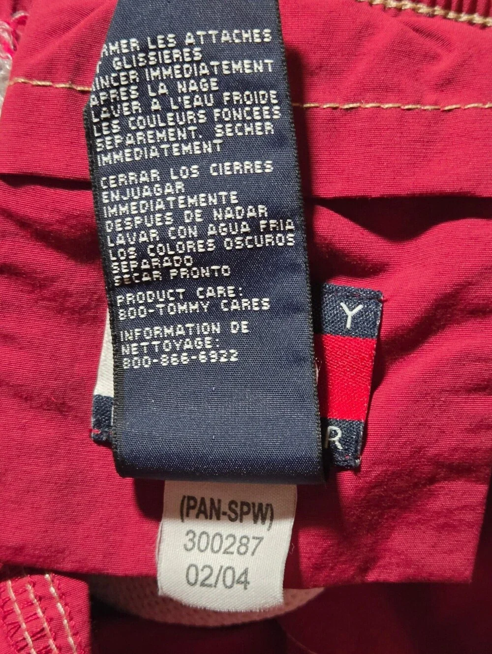 Tommy Hilfiger burgundy swim trunks with side stripe